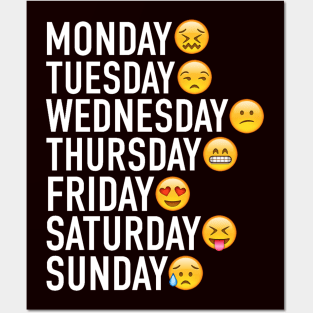 Days of the Week Expressed Through Emojis (White) Posters and Art